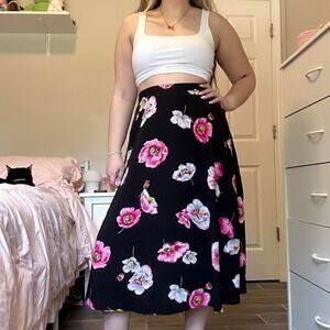 Black and pink floral maxi skirt